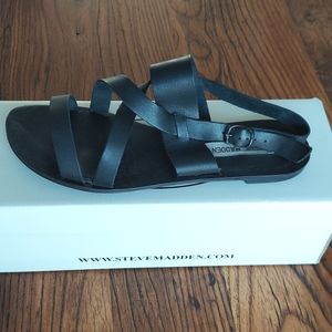 Steve Madden black leather Cruzz strappy sandals
